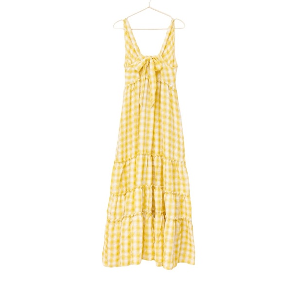 Free People Beach Club Gingham Maxi Dress in Sunshine Yellow/White Sz M - Picture 6 of 16
